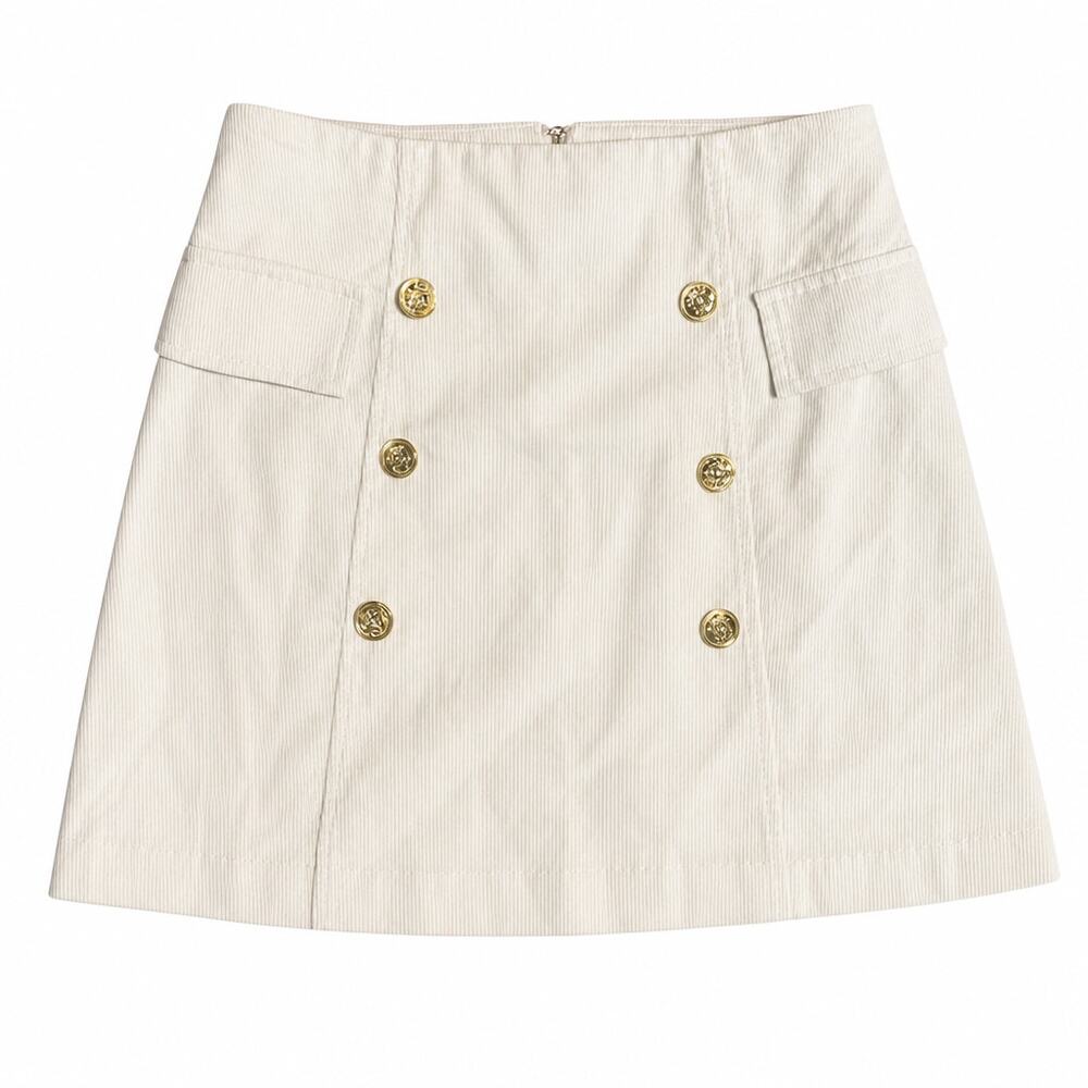 Blue Rain x Francesca’s Ivory Corduroy Sailor‑Style Coastal Mini Skirt XS EUC